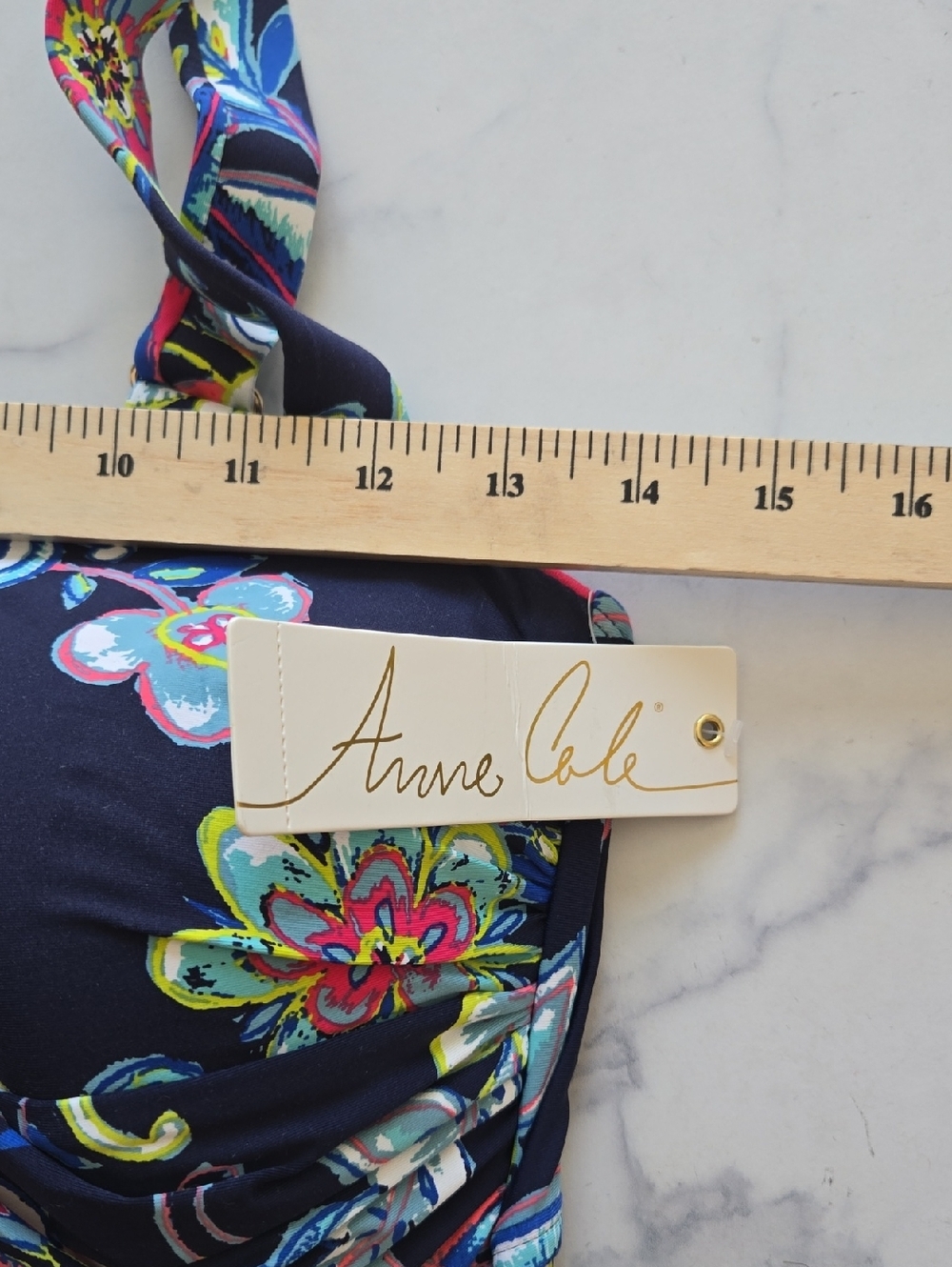 Anne Cole Twist Front Shirred One-Piece Swimsuit Holiday Paisley Size 16W NWT - Picture 6 of 10